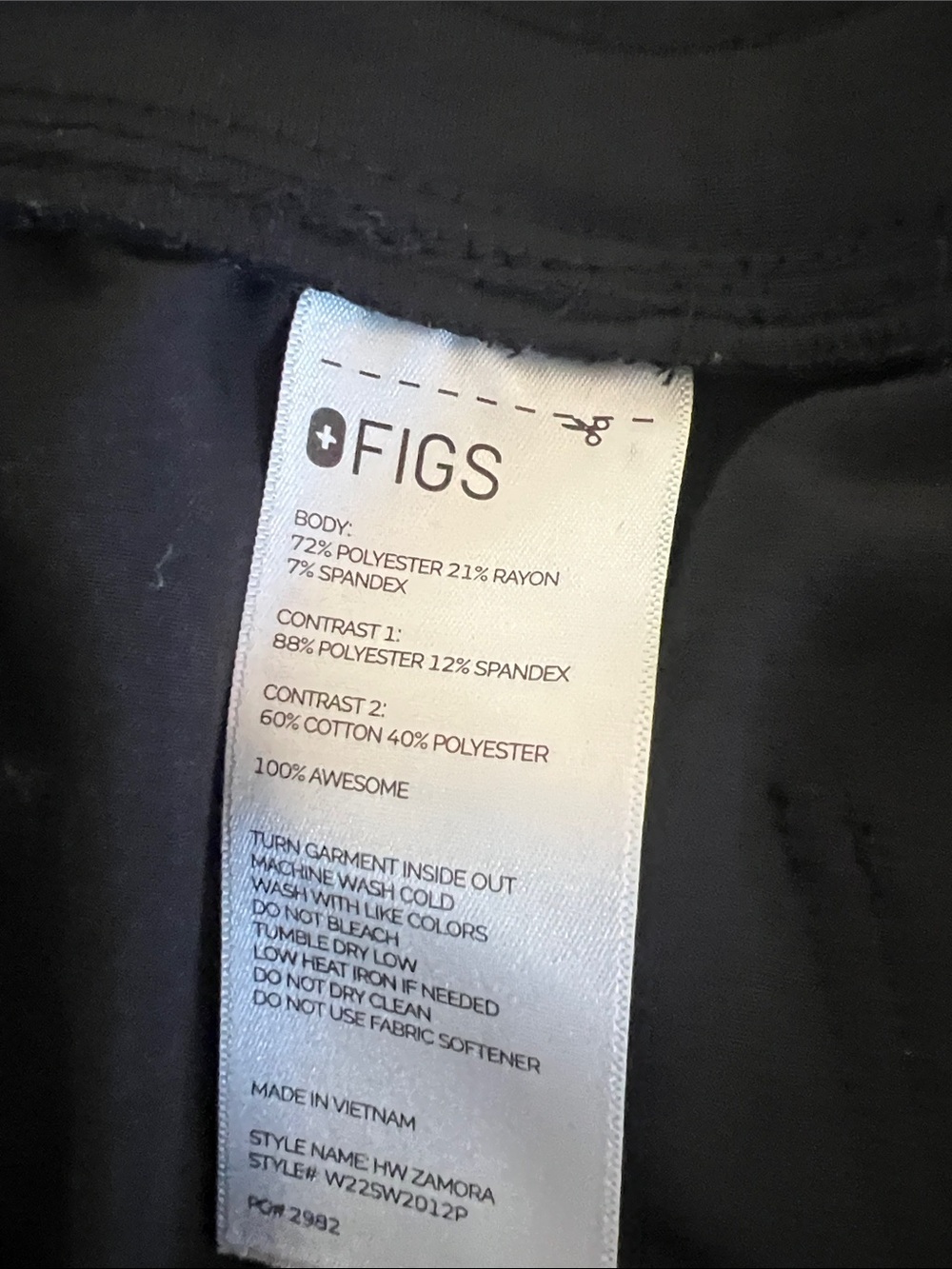 Figs Black Joggers Scrubs -large petite - Picture 3 of 4